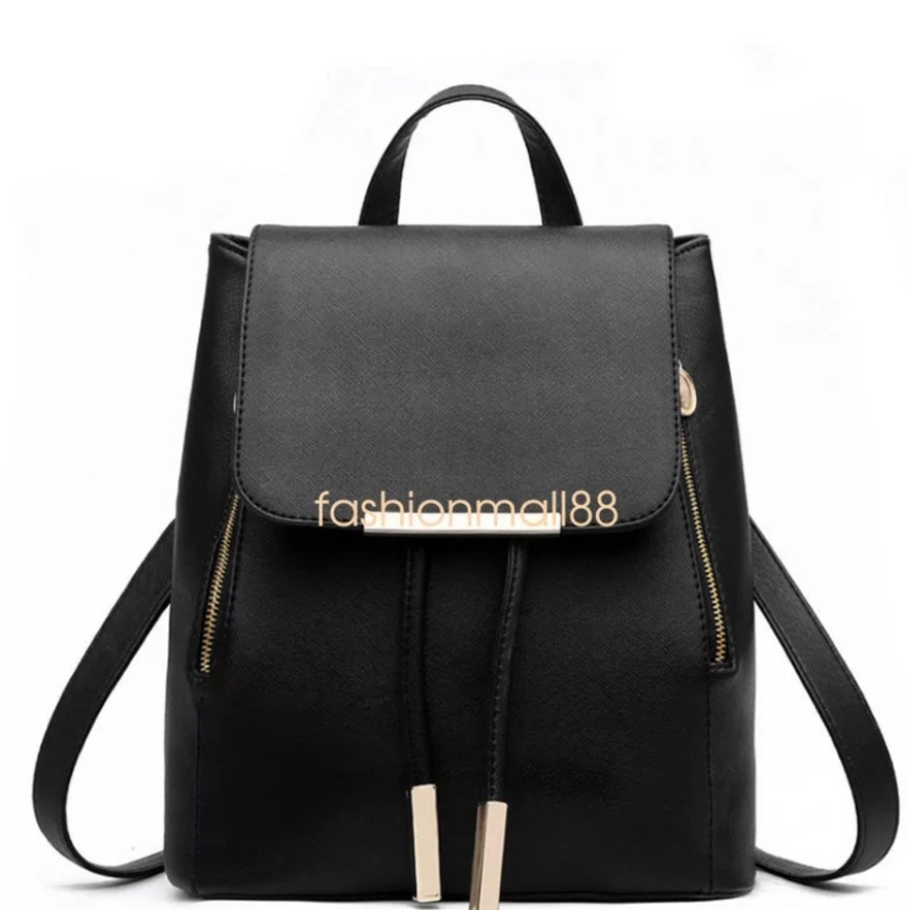 Ladies Black PU Leather Backpack Bag! - Picture 4 of 4